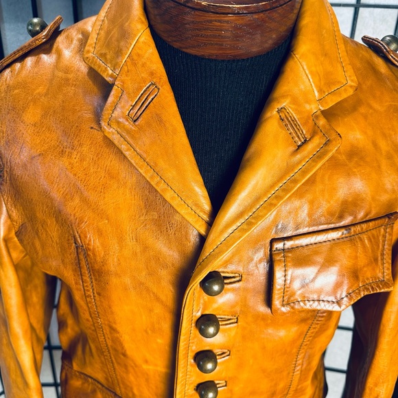 DSquared2 Vintage Camel Luxury Leather Jacket - Picture 4 of 16